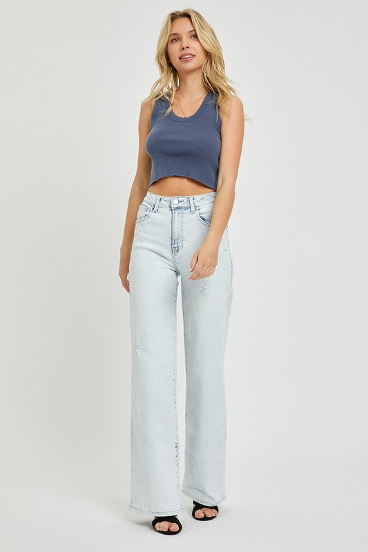 Risen Plus Size High Rise Wide Leg Jeans