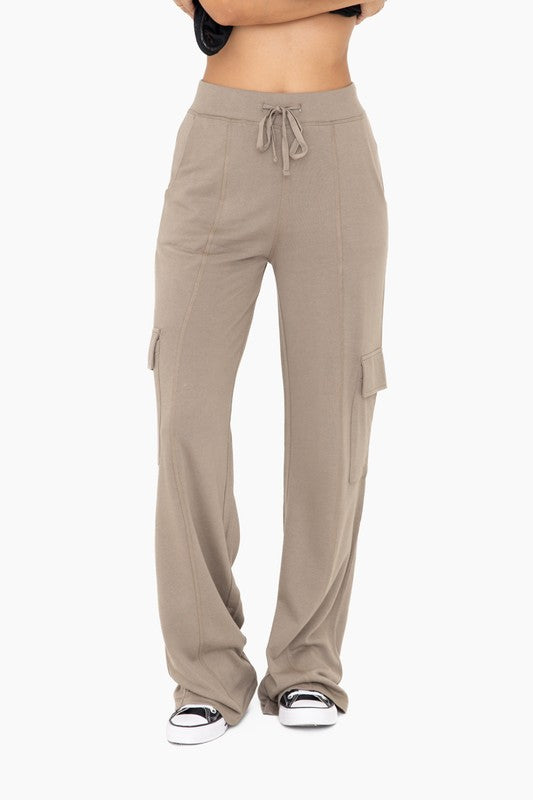 Warm Grey Organic Cotton Blend Cargo Trousers