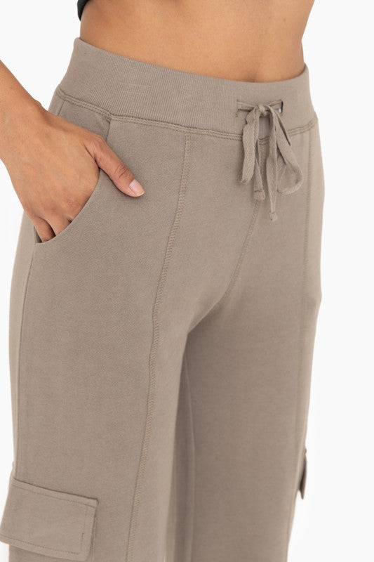 Warm Grey Organic Cotton Blend Cargo Trousers