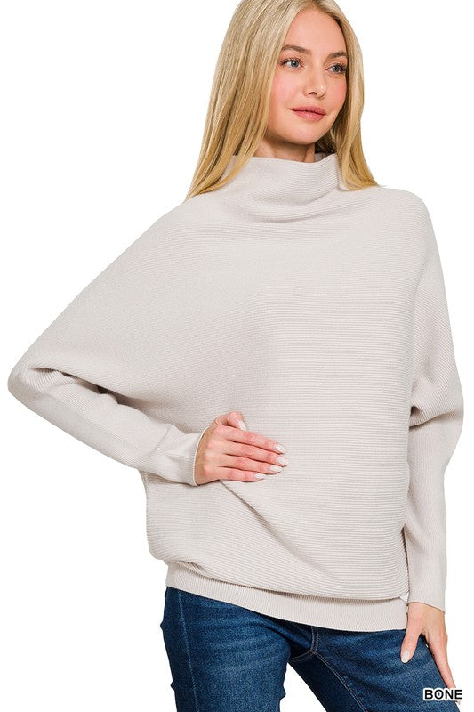 Dolman Sleeve Mock Neck Sweater