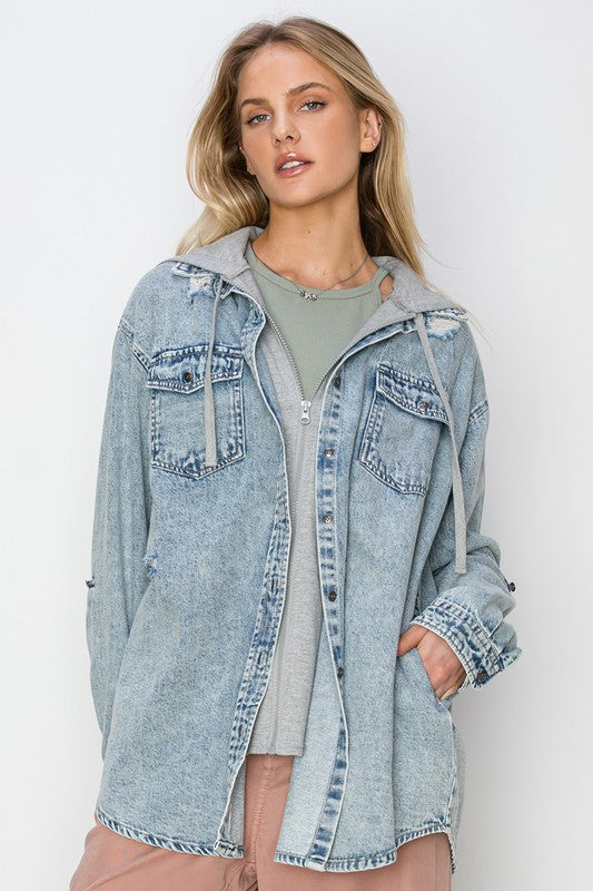 Plus Size Oversize Hooded Denim