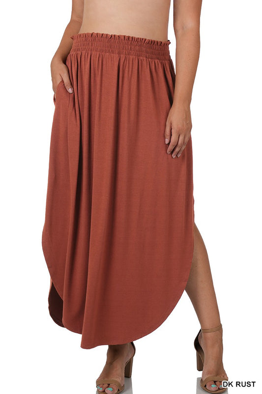 Plus Dark Rust Maxi Skirt w/ Side Slit