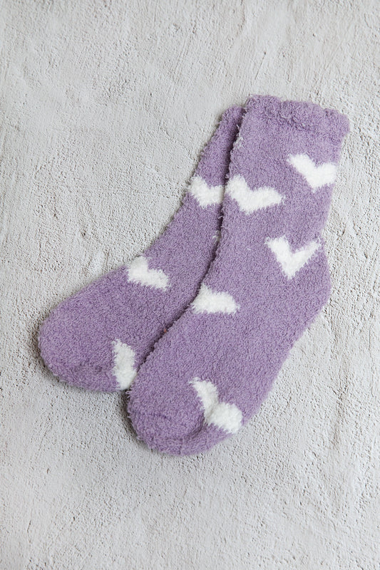 Coral Fleece Heart Socks