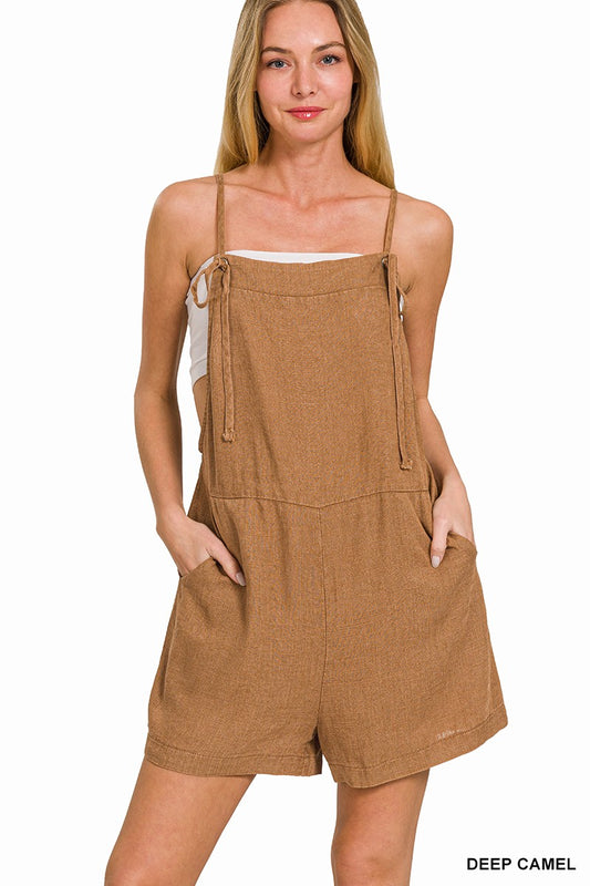 Camel Linen Romper