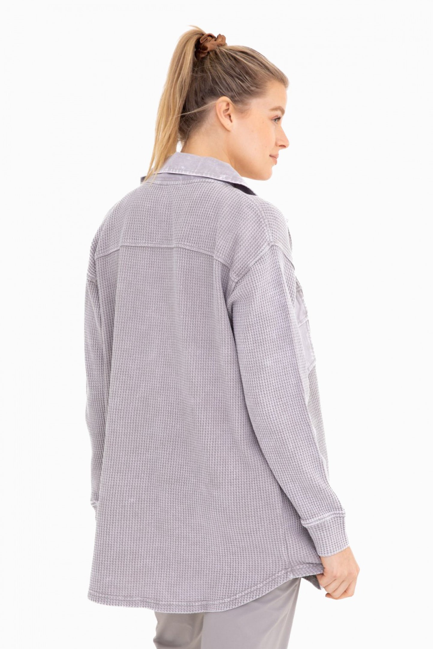 Slate Waffle Knit Button Down