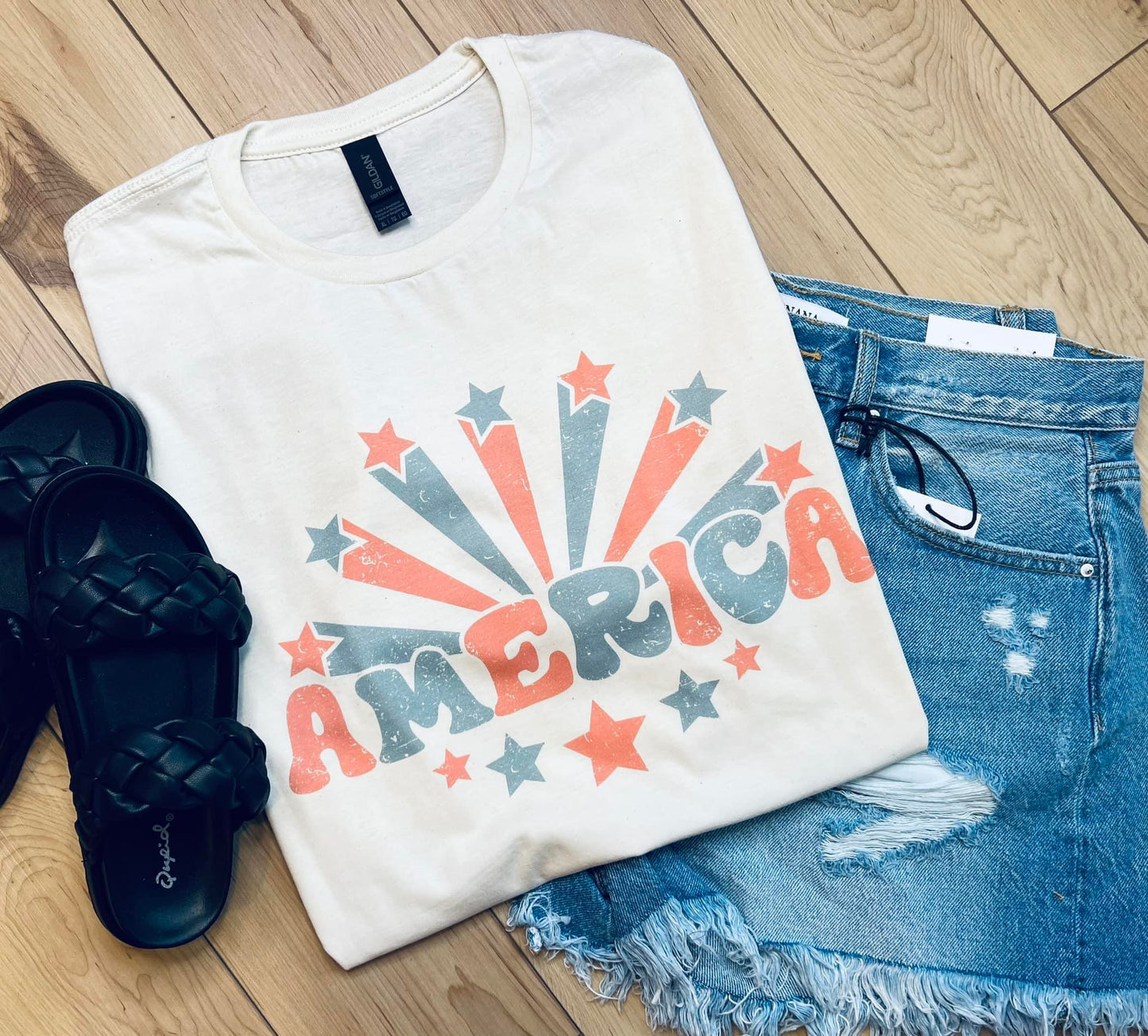 Retro America Rainbow Burst Tee